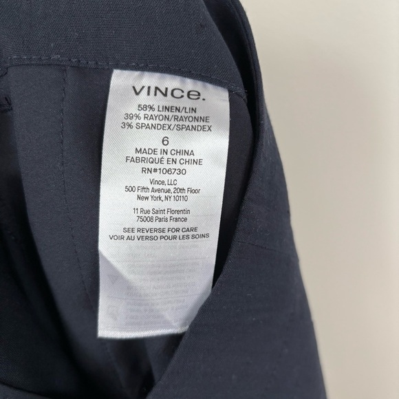 Vince Navy Blue Wide Leg Linen Blend Crop Pants Size 6 - Picture 6 of 7